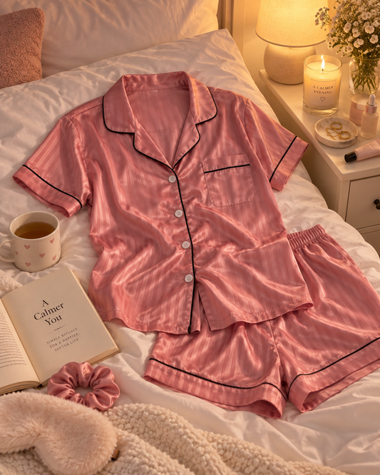 pajama set prepared for a relaxing evening reset