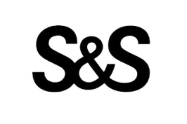 A black stylized 'S&S' logo centered on a plain white background.